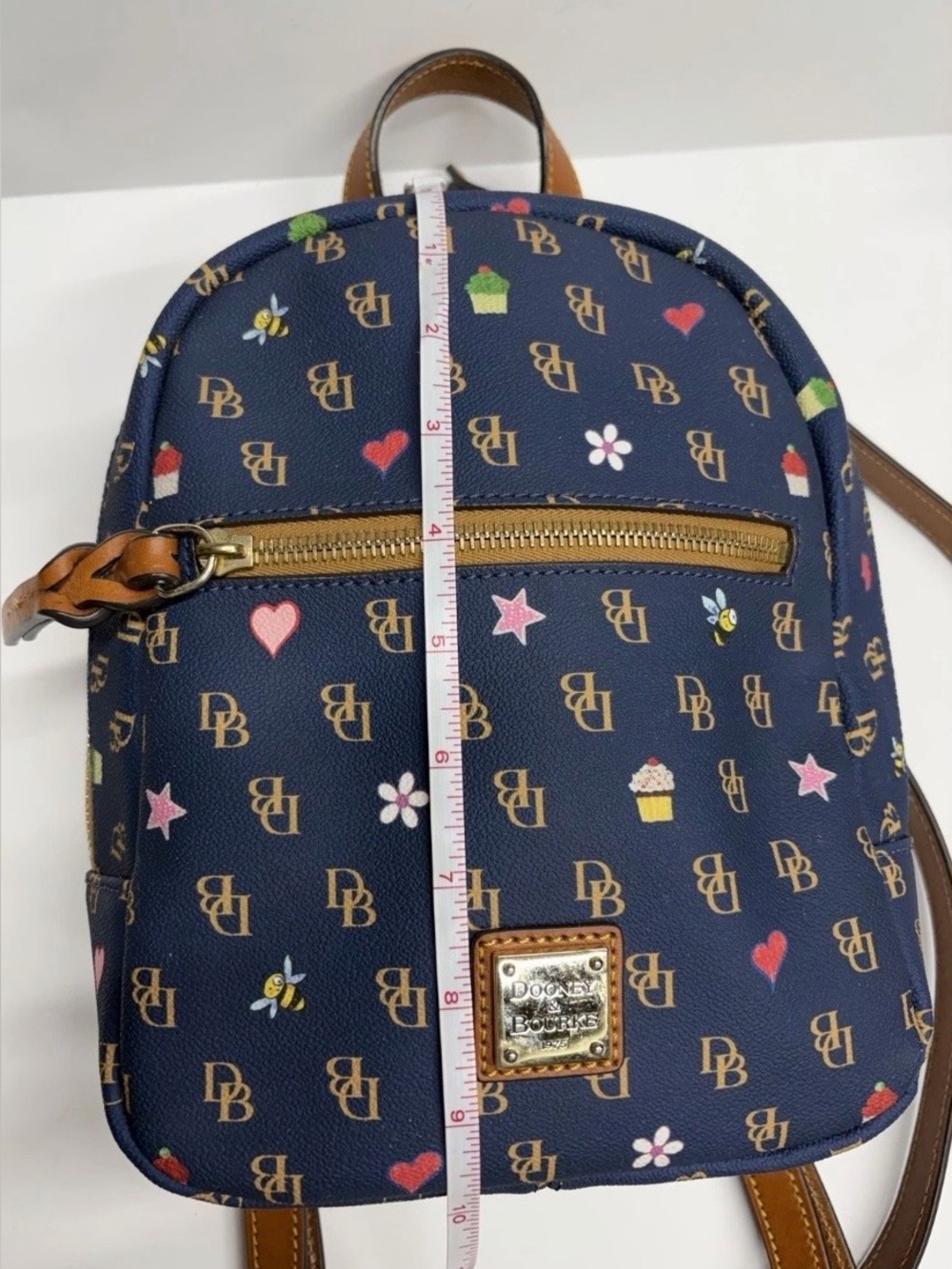 Dooney & Bourke Gretta Novelty Small Ronnie Backpack Navy cupcakes bees - Picture 14 of 16